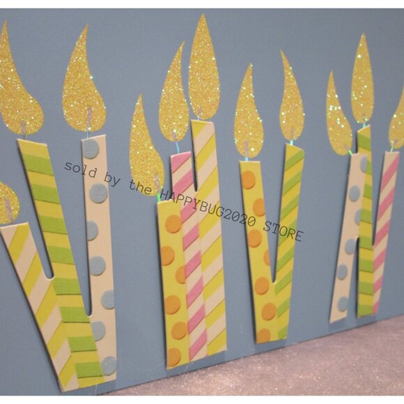 Papyrus HAPPY BIRTHDAY GREETING CARD-GIFT BAG Set-Die cut glitter candles-NEW - Picture 5 of 10